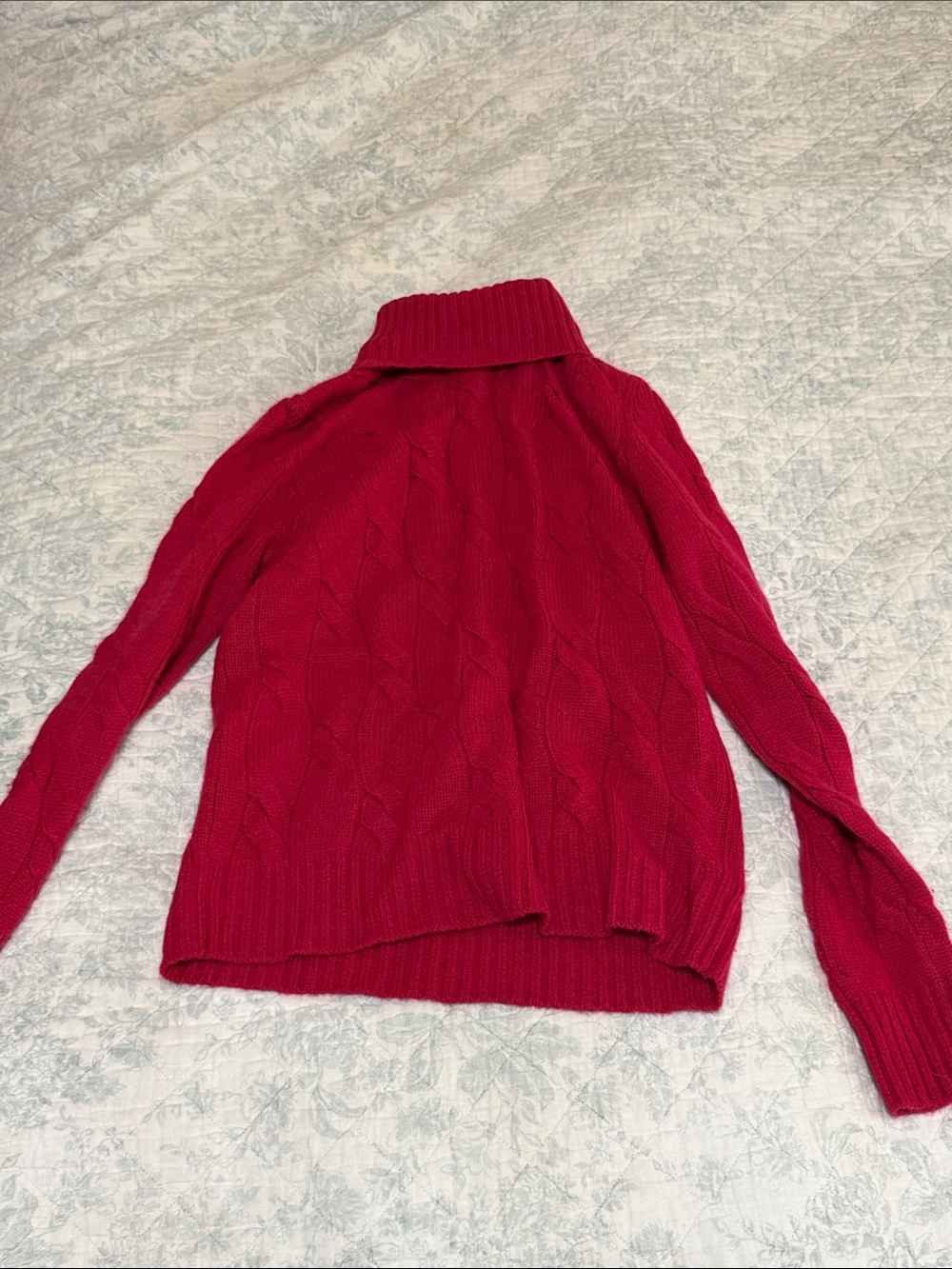 Sutton Studio Pink-Red Cable Turtleneck Sweater
